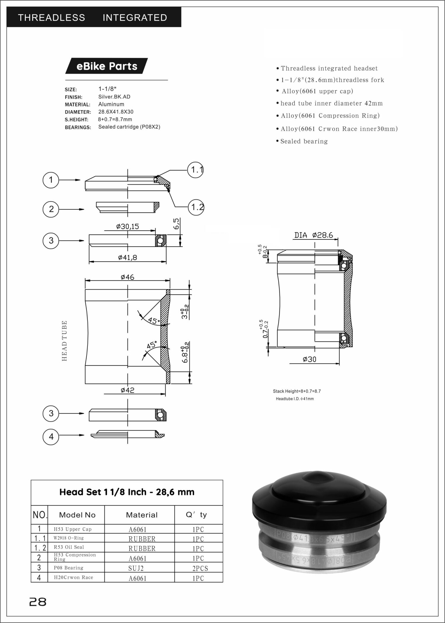 eBP Head Set 1 1/8 Inch - 28,6 mm - Image 3